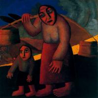 Kazimir Malevich - Peasant Woman with Buckets and Child